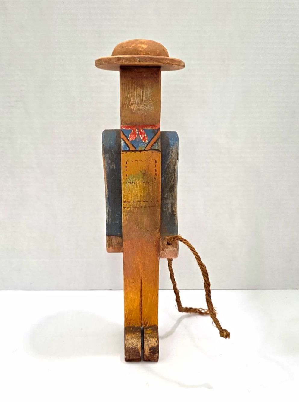 Primitive Folk Art Wooden Farmer Figurine Hand Carved Painted Americana 12"